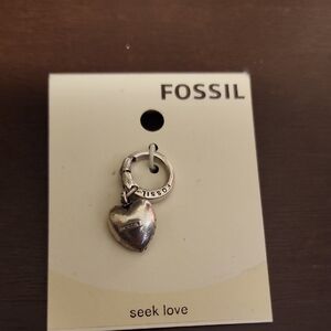 Fossil Silver Heart Pendant